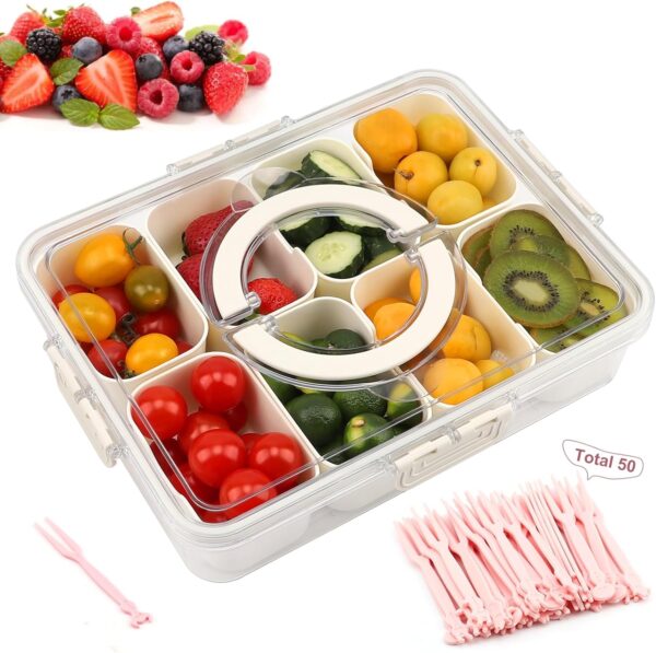 Divided Snackle Box Charcuterie Container with Lid and Handle